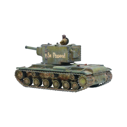 KV-1/2 Heavy Tank - Bolt Action 28mm - KV-2 widok z przodu kwadratowa wieża ciężka haubica Soviet green załoga cyrylica - Warlord Games