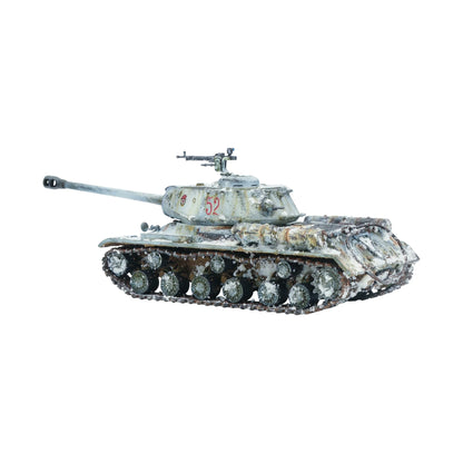 IS-2 Heavy Tank - Bolt Action 28mm - IS-2 widok z lewego boku zimowy kamuflaż biały załoga działo 122mm gąsienice weathering 52 red star - Warlord Games