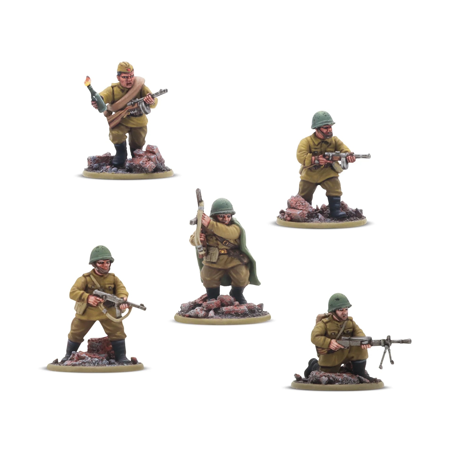 IS-2 Heavy Tank - Bolt Action 28mm - Tank Riders squad 5 figurek SMG PPSh-41 koktajl Mołotowa letnie mundury hełmy podstawki - Warlord Games