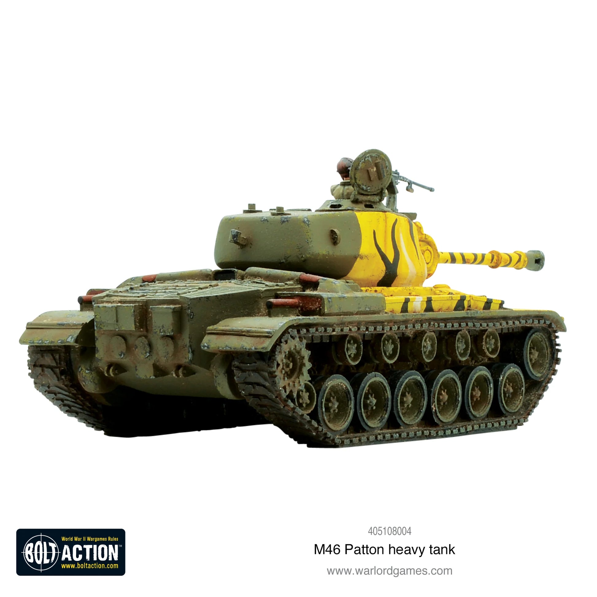 M46 Patton – widok z tyłu i prawej strony, silnik i tylny pancerz, model 28mm Bolt Action Warlord Games
