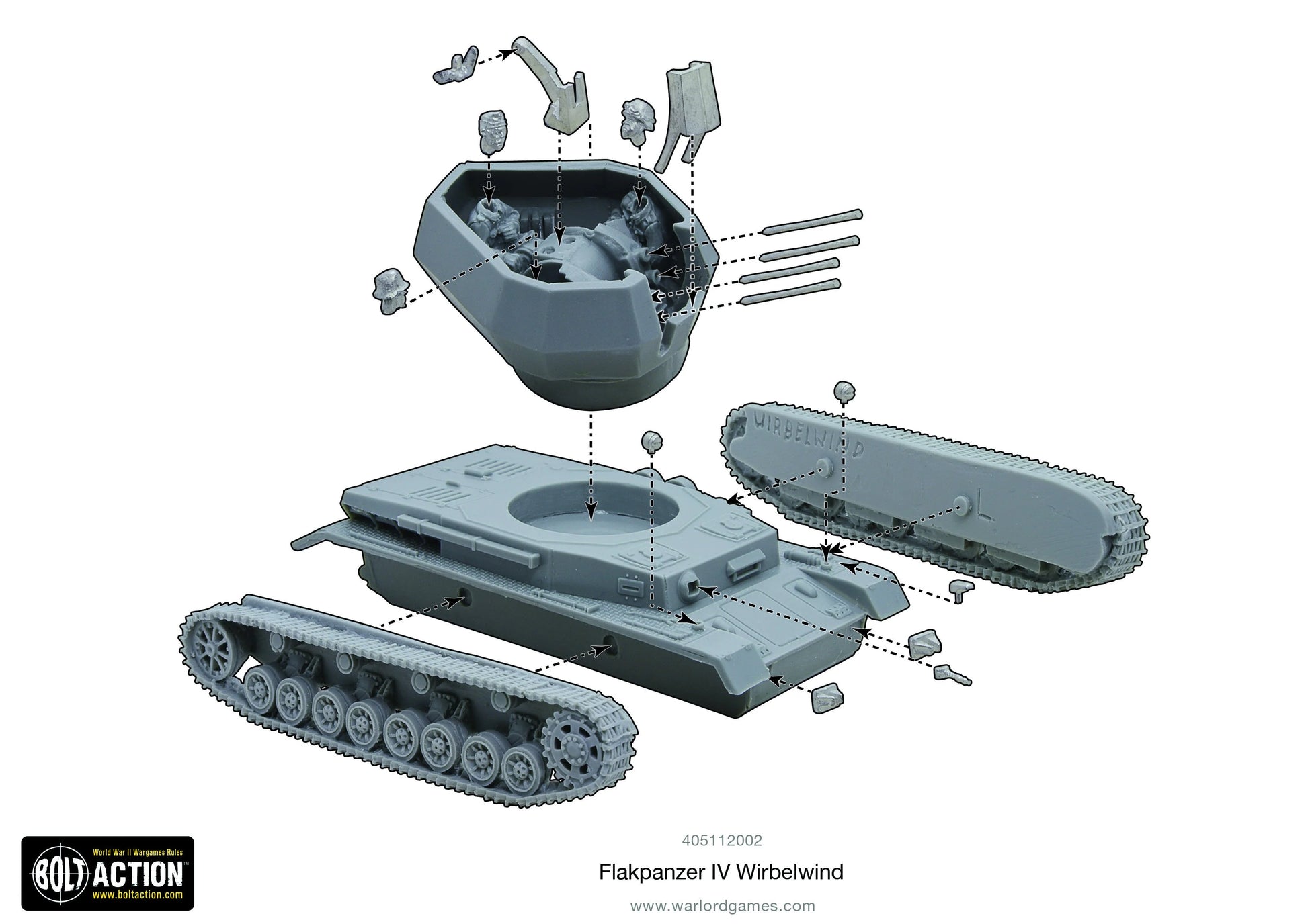 Flakpanzer IV Wirbelwind Bolt Action 28mm – instrukcja montażu elementy modelu, 405112002