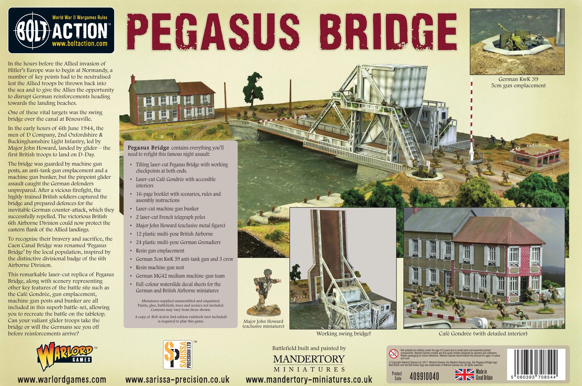 Pegasus Bridge (2nd ed.) – tył pudełka z opisem zawartości zestawu | Bolt Action | Warlord Games
