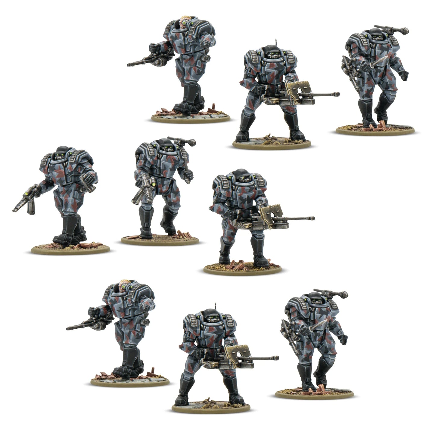 Stahltruppen Heavy Infantry Konflikt '47 Warlord Games – 9 figurek front, pancerne kombinezony, plastik 28mm
