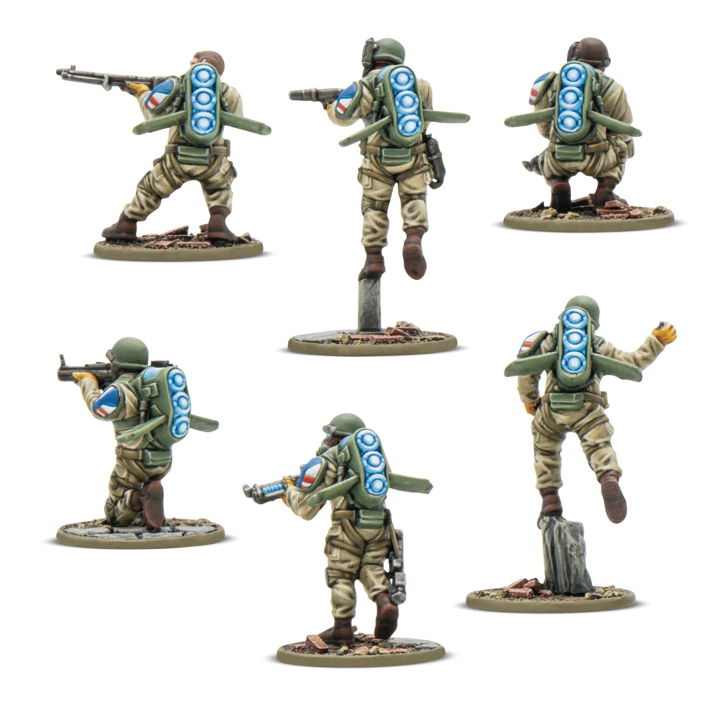 Firefly Airborne Infantry – zbliżenie z tyłu, 6 figurek, plecaki repulsorlift, detale | Konflikt '47 | Warlord Games | 28mm
