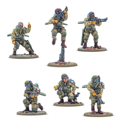 Firefly Airborne Infantry Konflikt '47 Warlord Games 452010404 – 6 figurek front, plastik 28mm
