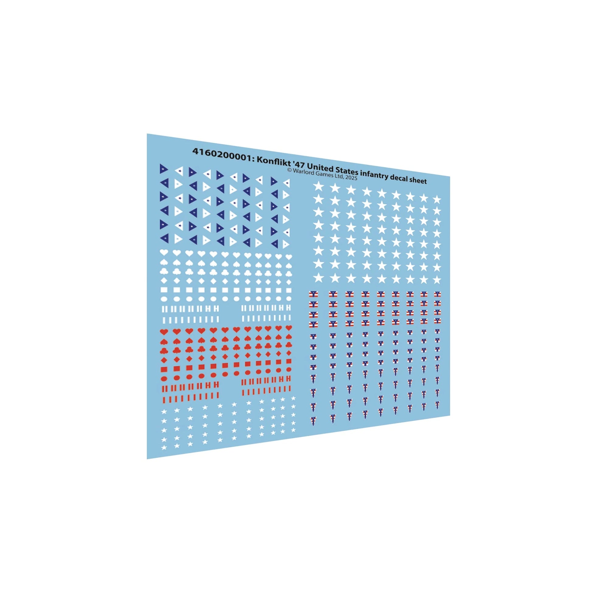 Konflikt '47 US Infantry decal sheet 4160200001 – kalkomanie piechoty USA, Warlord Games
