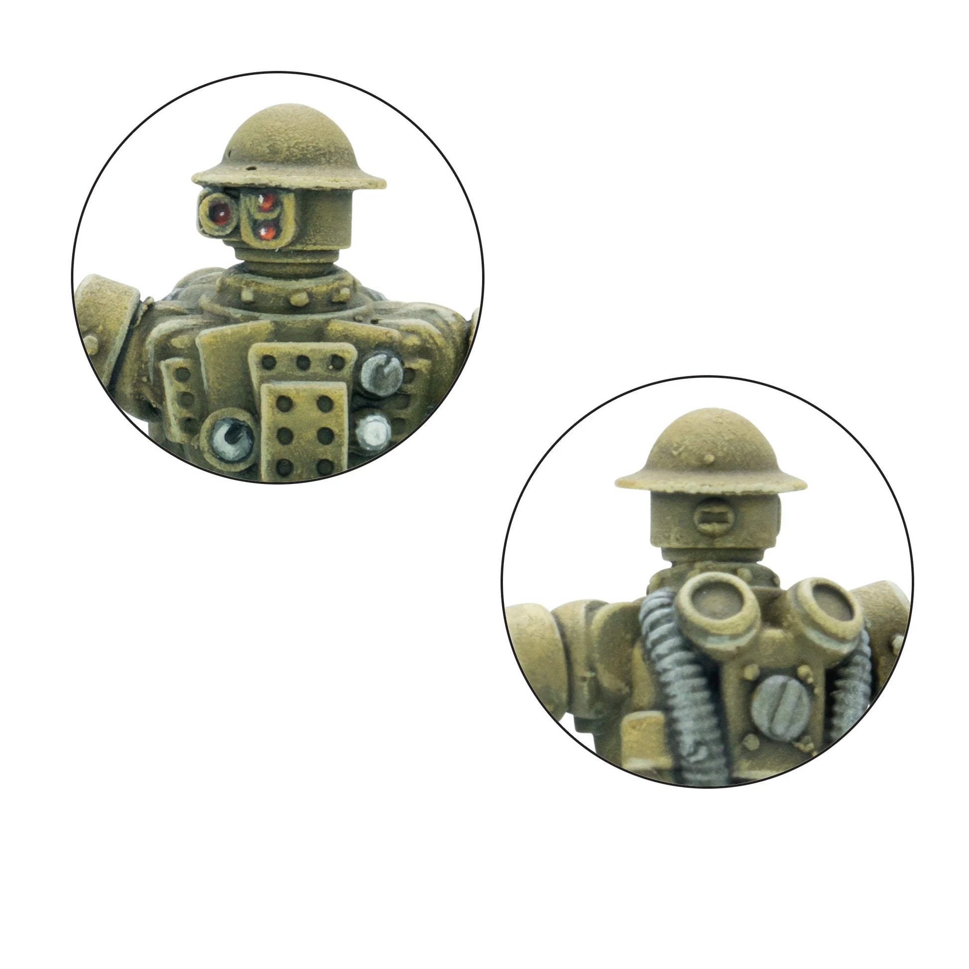 Mk I Automated Infantry – 10 pomalowanych figurek 28mm, widok z tyłu z detalem pancerza i plecaków, Konflikt '47, Warlord Games
