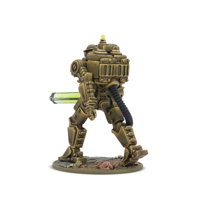 Warlord Games Mk II Heavy Automated Infantry – widok z tyłu, robot bojowy z plecakiem energetycznym 28mm Konflikt '47