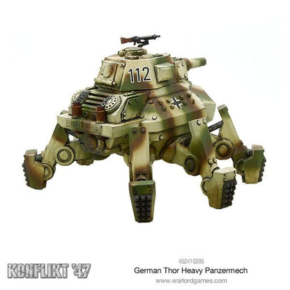 German Thor Heavy Panzermech – widok z przodu, numer 112, krzyż żelazny | Konflikt '47 | Warlord Games | 28mm
