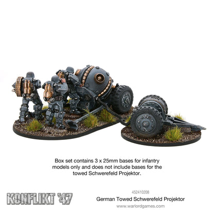 German Towed Schwerefeld Projektor – widok z tyłu, obsługa przy projektorze | Konflikt '47 | Warlord Games | metal 28mm