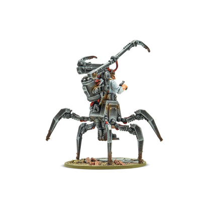 'Der Erntemann' Albrecht von Zögling – od tyłu: detale białego fartucha, pasa z wyposażeniem medycznym, zbiornika serum i mechanizmu egzoszkieletu pająka, skala 28mm Konflikt '47
