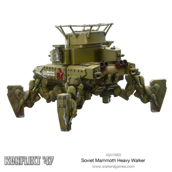 Soviet Mammoth Heavy Walker – widok z tyłu, kosz obserwacyjny i uzbrojenie boczne | Konflikt '47 | 28mm
