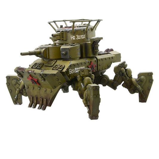 Soviet Mammoth Heavy Walker – widok z przodu, wieża z armatą i nogi mechaniczne, pomalowany | Konflikt '47 | 28mm
