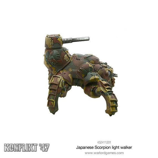 Type 6 Ke-Ho Scorpion – widok z lewej strony, wieżyczka z działem i cztery nogi, model 28mm Konflikt '47 Warlord Games 452411201
