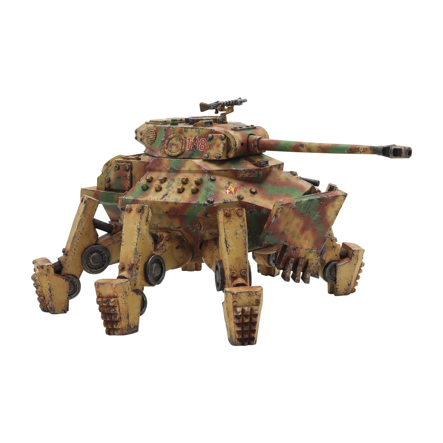 Wotan Heavy Panzermech Konflikt '47 Warlord Games – kamuflaż leśny, widok z przodu, żywica i metal 28mm
