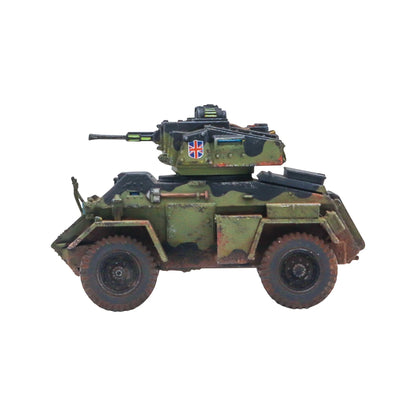 Warlord Games Humber Armoured Car Mk VII – widok z boku prawego, kamuflaż trójkolorowy 28mm Konflikt '47