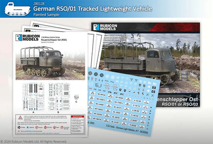 Raupenschlepper Ost RSO/01 RSO/03 – zawartość pudełka, instrukcja i arkusz kalkomanii German Light Vehicles 7, 280128