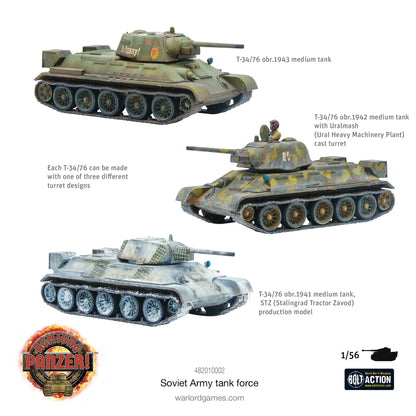 Achtung Panzer! Soviet Army Tank Force Warlord Games – pudełko zestawu 482010002, T-34/76 trzy warianty wieży, skala 28mm 1:56