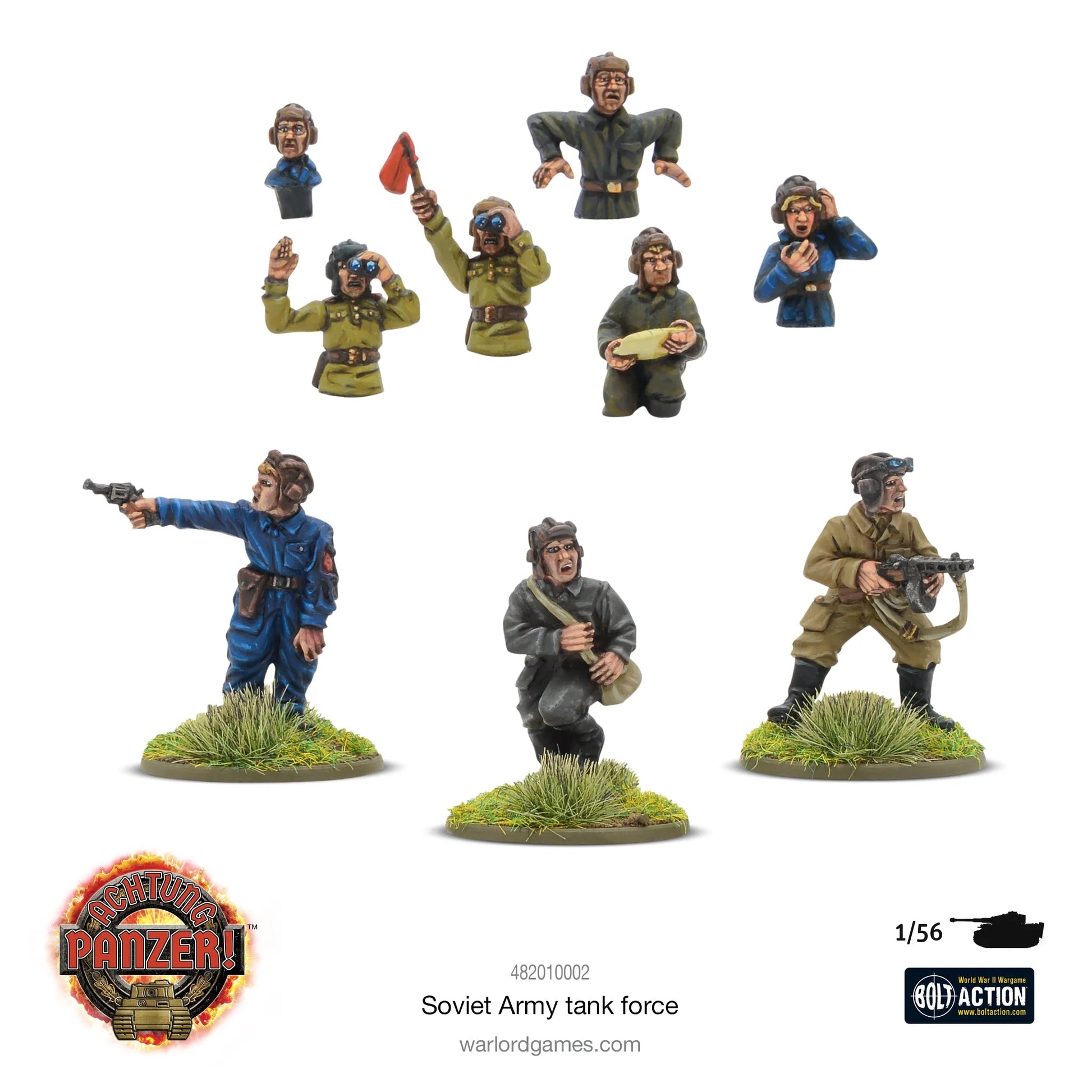 Achtung Panzer! Soviet Army Tank Force – figurki załogi czołgów Armii Czerwonej: mounted i dismounted, żywica Warlord, 28mm