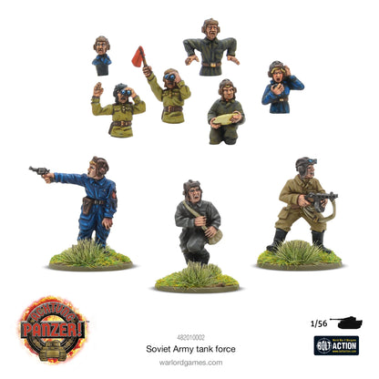 Achtung Panzer! Soviet Army Tank Force – figurki załogi czołgów Armii Czerwonej: mounted i dismounted, żywica Warlord, 28mm