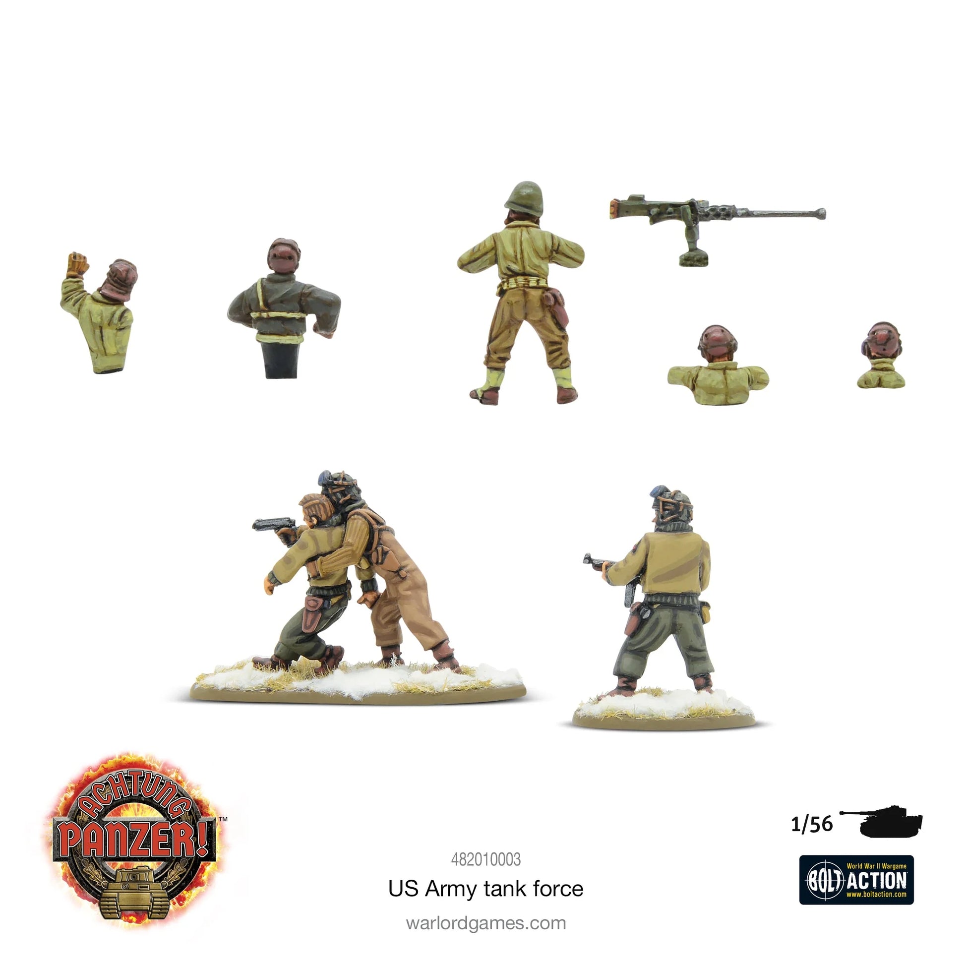 Achtung Panzer! US Army Tank Force – figurki załogi czołgów US Army widok z tyłu, żywica Warlord, 28mm