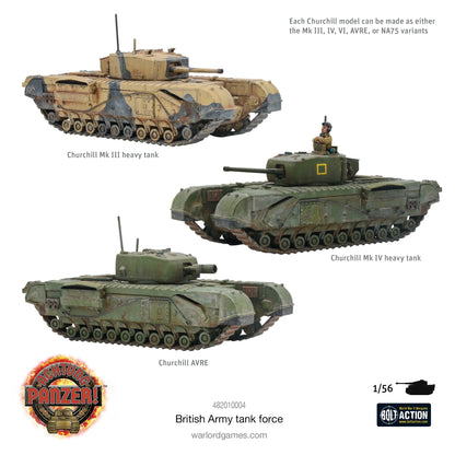 Achtung Panzer! British Army Tank Force – Churchill Mk III, Mk IV i AVRE pomalowane, 5 wariantów wieży, skala 28mm 1:56 Bolt Action