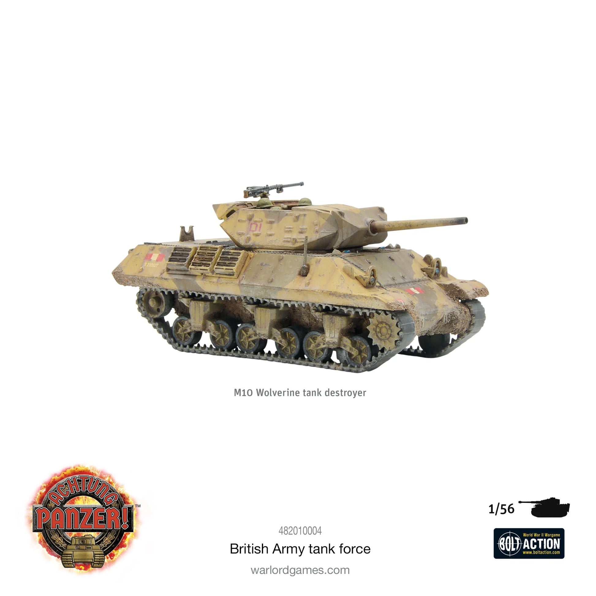 Achtung Panzer! British Army Tank Force – M10 Wolverine niszczyciel czołgów pustynny kamuflaż, skala 28mm 1:56 Bolt Action
