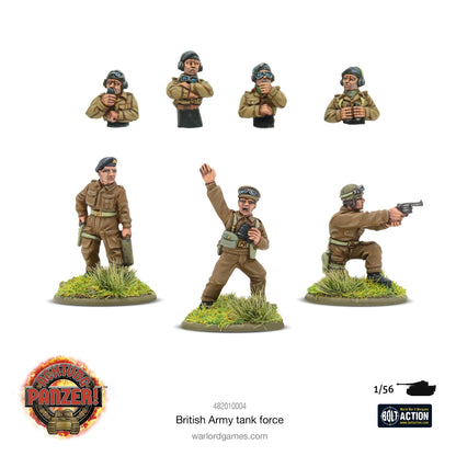 Achtung Panzer! British Army Tank Force – figurki załogi czołgów British Army: 4x mounted (popiersia) i 3x dismounted, żywica Warlord, 28mm 1:56