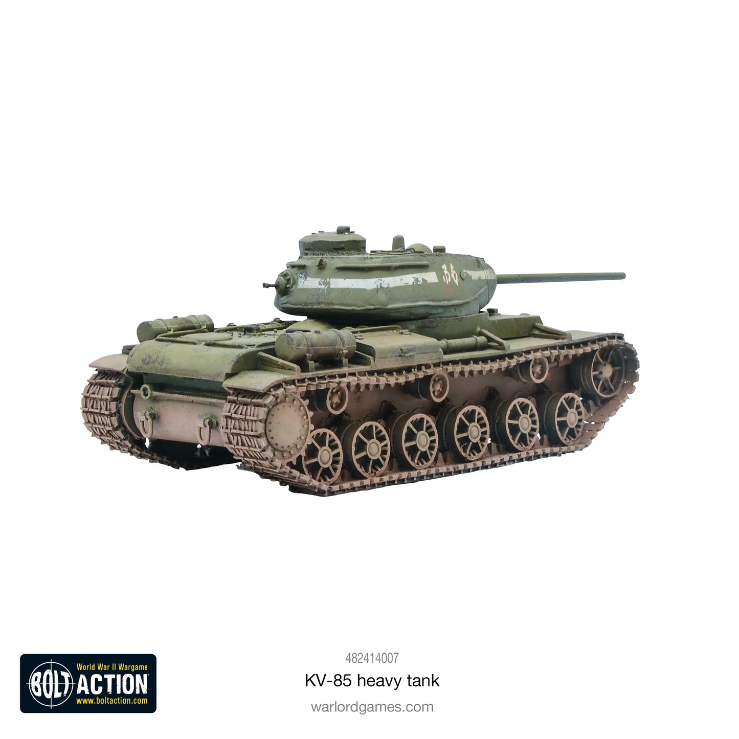 KV-85 Heavy Tank Bolt Action - widok z prawej tylnej, zielony kamuflaż, numer 36, detale gąsienic, kod 482414007