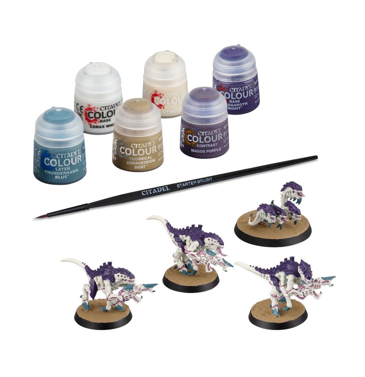 Tyranids Termagants and Ripper Swarm + Paints Set - 3 Termagants, Ripper Swarm, 6 farb Citadel i pędzel - Warhammer 40,000
