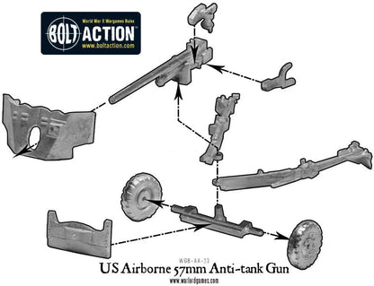 US Airborne 57mm Anti-Tank Gun Bolt Action 28mm - schemat montażu elementów działa, WGB-AA-23
