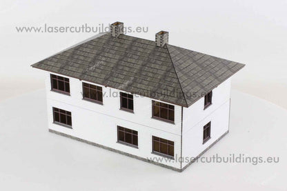Dom Amerykański LBHP0193 28mm HDF prepaint - widok boczny z oknami piętra Laser Cut Buildings
