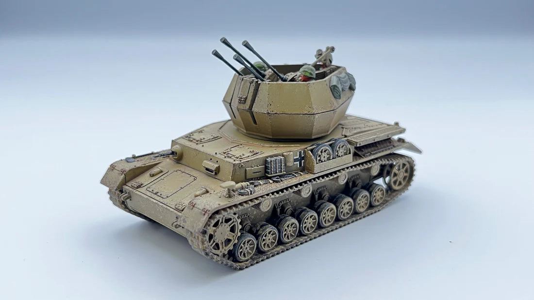 Flakpanzer IV Wirbelwind – widok z przodu pomalowany model Dunkelgelb 28mm