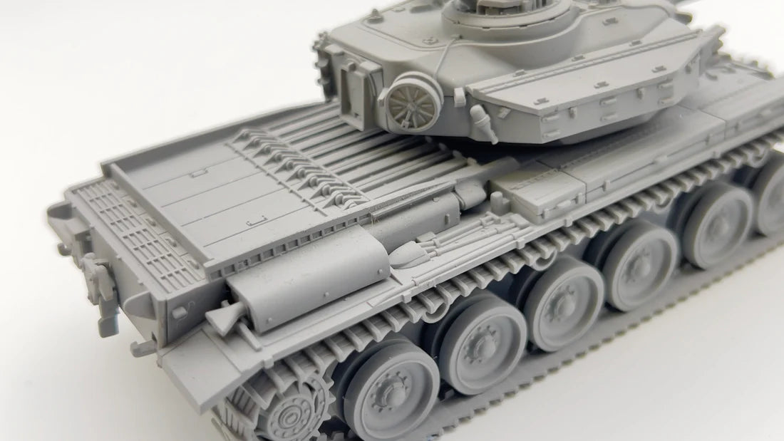 Centurion MBT Mk.3/Mk.5 – detal tylnej części kadłuba, gąsienice i koła nośne, model plastikowy Rubicon Models