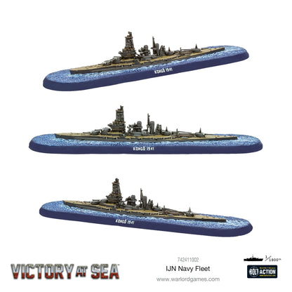 Pancernik Kongō 1941 – model żywiczny Victory at Sea w skali 1/1800, trzy ujęcia z różnych kątów
