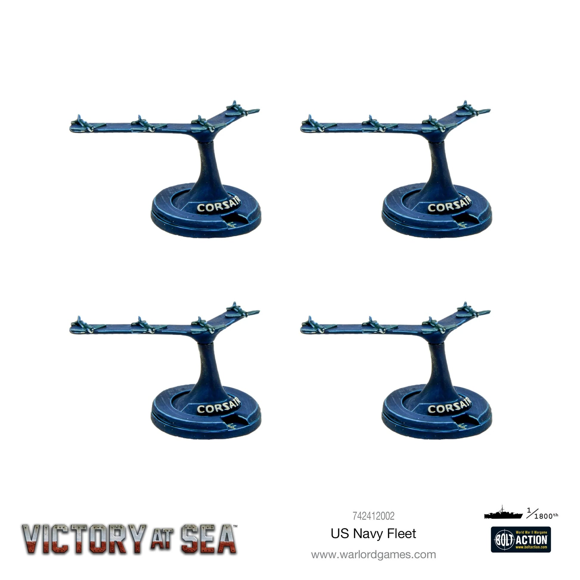 4x lot myśliwców-bombowców F4U Corsair na podstawkach – Victory at Sea US Navy Fleet
