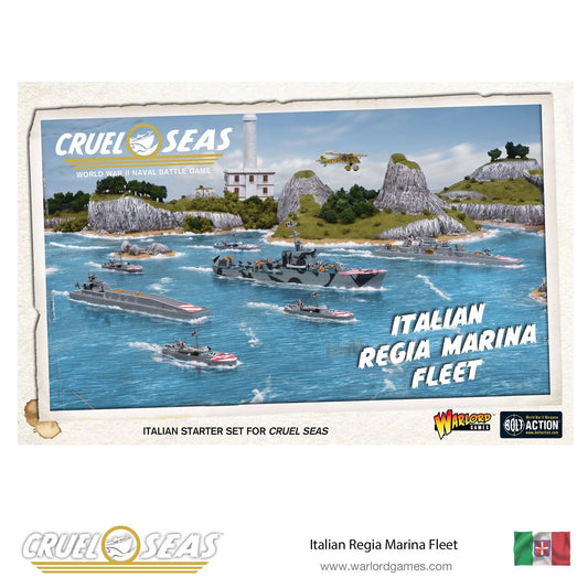 Italian Regia Marina Fleet Victory at Sea Warlord Games – tył pudełka, zawartość zestawu
