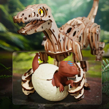 Velociraptor ROKR LD01 – schemat wymiarów modelu: 41,5 x 10,5 x 21 cm z oznaczeniami na białym tle
