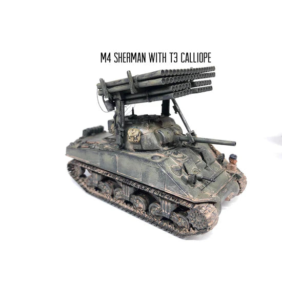Rubicon Models 280060 – M4 Sherman z T3 Calliope, widok z przodu, US Army, skala 1:56