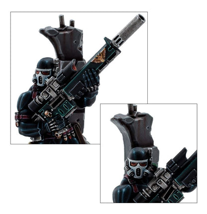 Vindicare Assassin Imperial Agents Warhammer 40K – detale maski i exitus rifle, 52-10