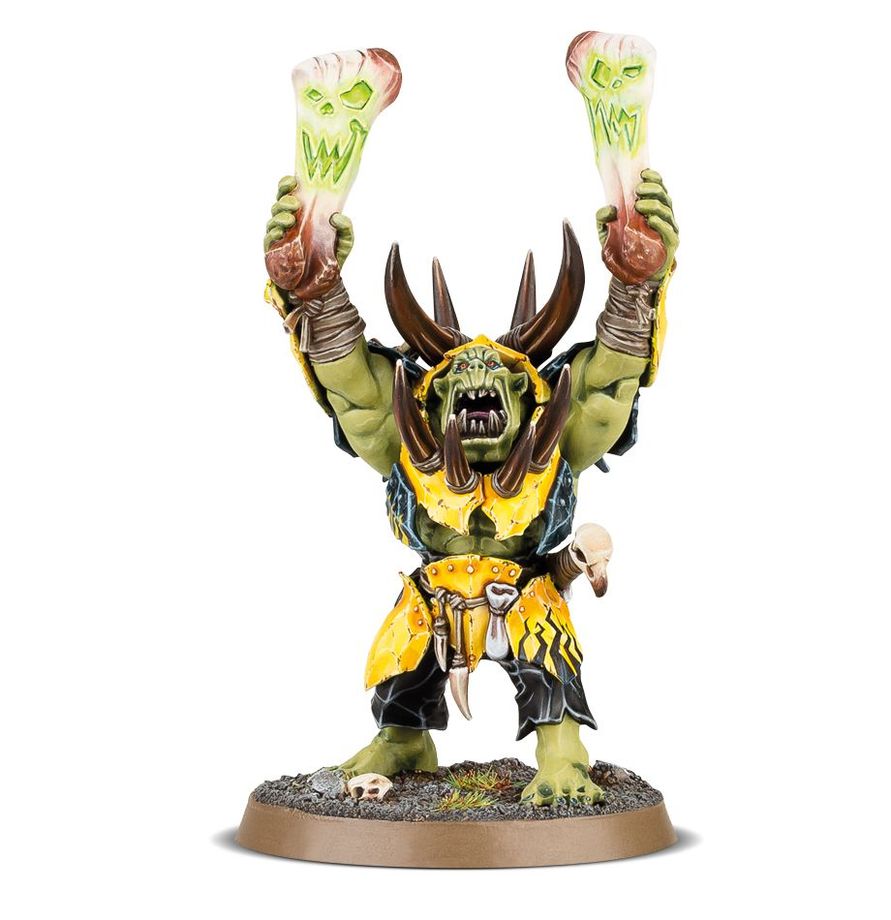 Orruk Warchanter - widok z boku z Gorkstikk i Morkstikk Ironjawz