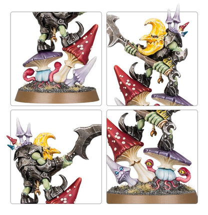 Gloomspite Gitz Loonboss - detale podstawki z grzybami torsu z księżycem i pleców