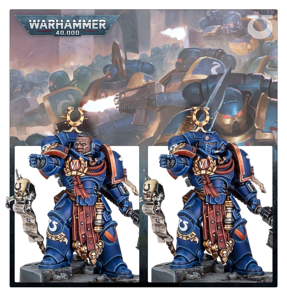Ferren Areios pomalowany Ultramarines niebieski złoty Warhammer 40000 Space Marines
