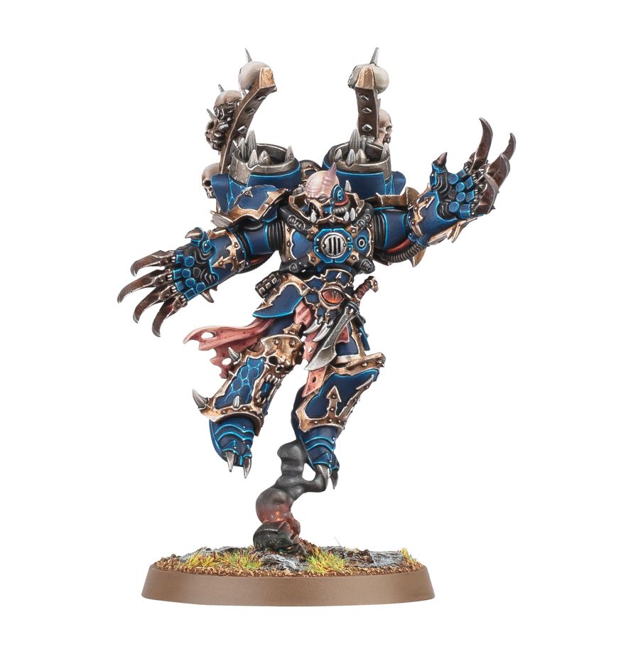 Chaos Lord with Jump Pack - turkusowy pancerz szpony błyskawiczne łysa głowa z rogiem i deptanie wroga Chaos Space Marines Warhammer 40000