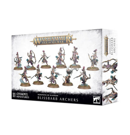 Blissbarb Archers Hedonites of Slaanesh - pudełko zestawu 11 miniatur Warhammer Age of Sigmar z 10 Archerami i Blissbrew Homonculus