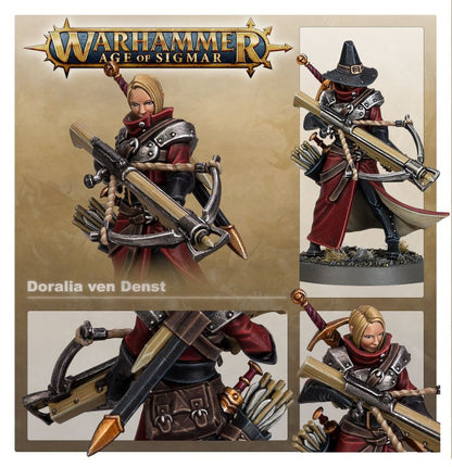 Doralia ven Denst – detale modelu z kuszą i mieczem – Warhammer Age of Sigmar