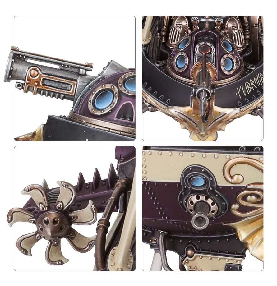 Arkanaut Frigate - detale aethershot carbine bomb rack śmigła endryna i kadłuba z runą