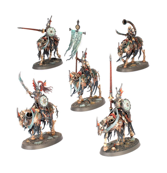Barrow Knights Soulblight Gravelords - 5 modeli szkieletowych jeźdźców z lancami i tarczami na szkieletowych koniach - Warhammer Age of Sigmar