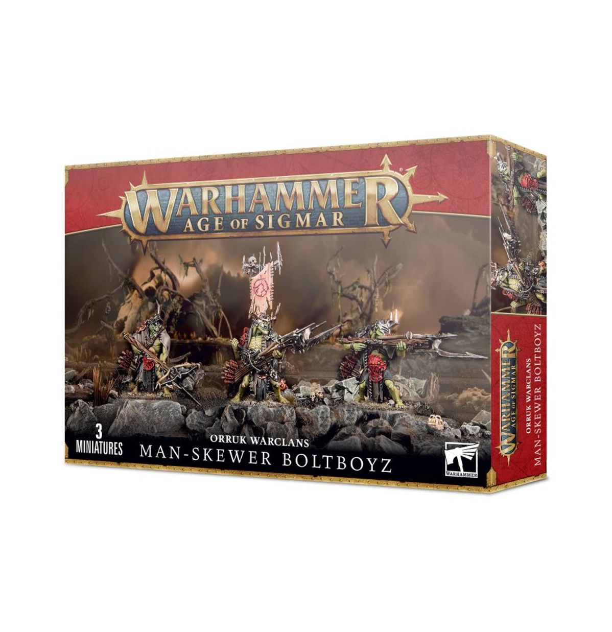  Man-Skewer Boltboyz Orruk Warclans - pudełko zestawu 3 miniatur Warhammer Age of Sigmar