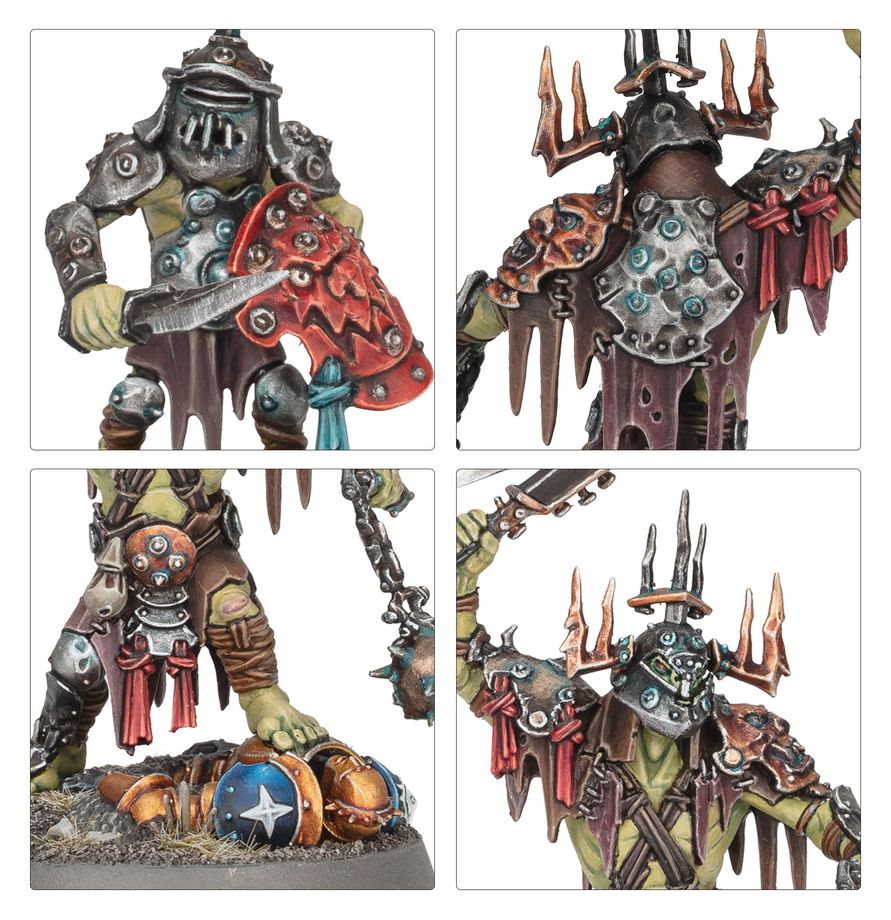 Killaboss with Stab-grot - detale Stab-grota naramiennika nóg z flailem i głowy z rogami